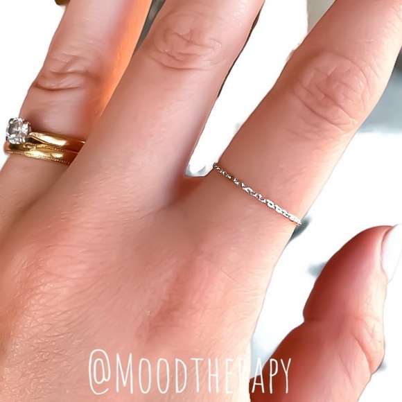 (2-13) 925 Sterling Silver Dainty & Delicate Cable Link Minimalist Chain Ring - Picture 1 of 7